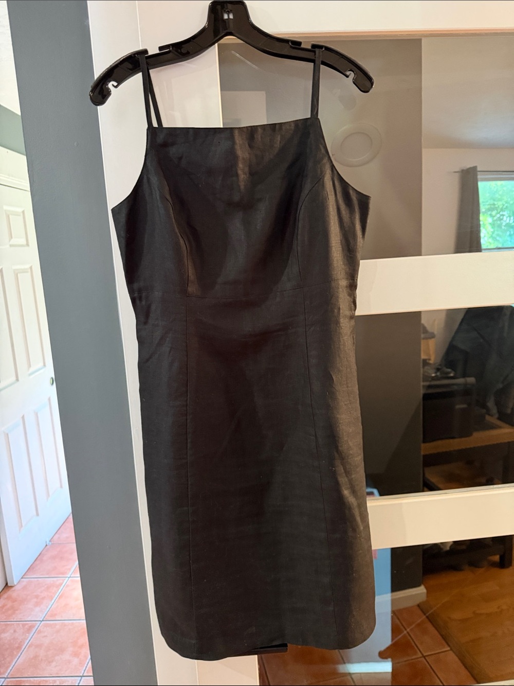 GAP Black linen Spaghetti-Strap Dress